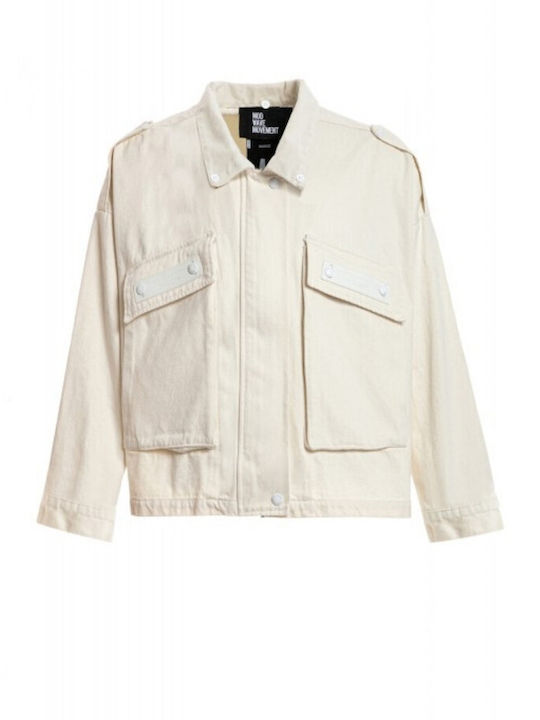Damen Jean Jacke Beige