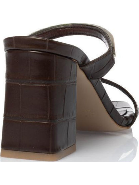 Mules with Heel in Brown Colour