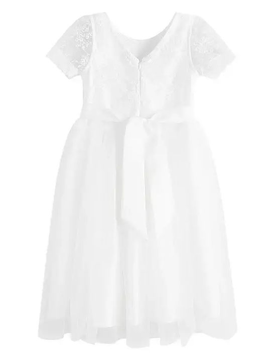 Girls Dress Short Sleeve White