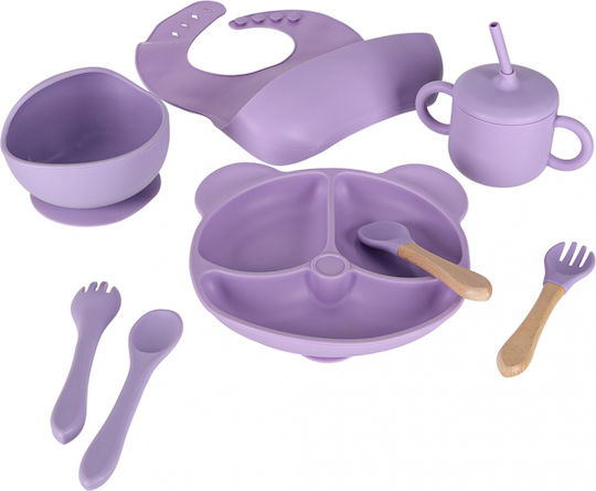 ikonka ikonka Baby- und Kinder-Essgeschirr aus Lila Silikon 5 Stück für 6+ Monate