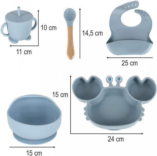 ikonka ikonka Baby- und Kinder-Essgeschirr aus Blauem Silikon 3er Set