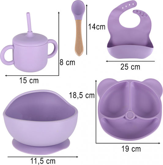 ikonka ikonka Baby- und Kinder-Essgeschirr aus Lila Silikon 5 Stück für 6+ Monate