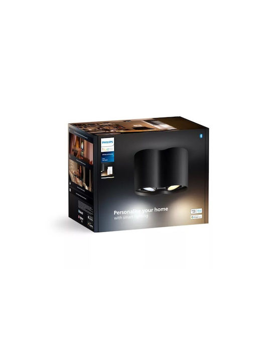 Philips Pillar Διπλό Σποτ σε Μαύρο Χρώμα