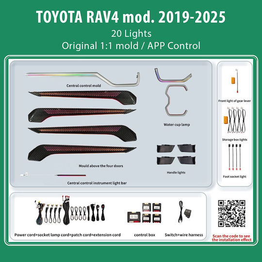 Diq Ambient Toyota Ft04h Digital Iq Ambient Light Toyota Rav4 Mod 2019-2025 20 Lights Dragon Scale