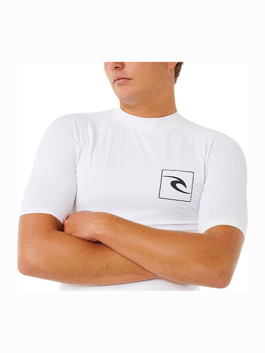 Rip Curl UPF 50 Tricou De Protecție Solară Pentru Bărbați Mâneci Scurte Alb