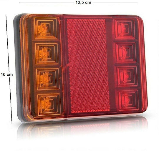 Set of 2 LED Rear Lights 12.5x10cm 12-24V/8W Vehicles Trailers Carts Tractors