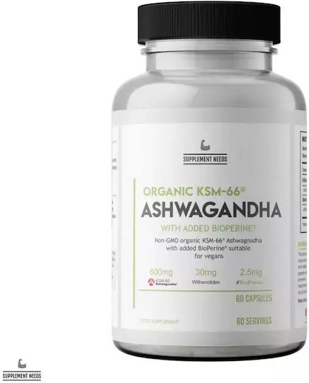 Supplement Needs Organic KSM-66 Ashwagandha 600mg 60 κάψουλες