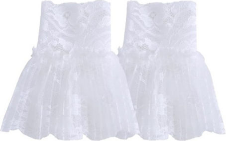Set 2 Detachable Lace Cuffs One Size White