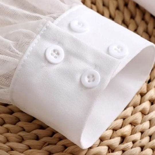 Set 2 Manșete Detasabile Cu Dantelă Butoni Albe