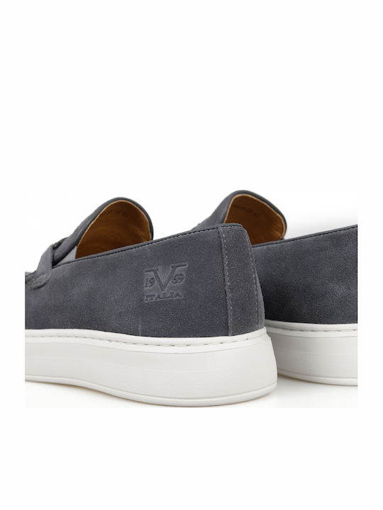 Leather Men's Moccasins in Gray Colour