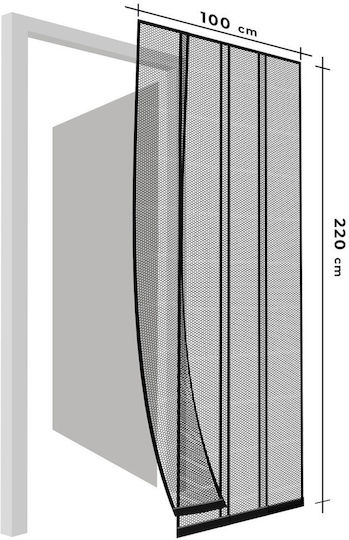 Moskitonetz Tür Plissiert aus Polyester Schwarze 220x100cm