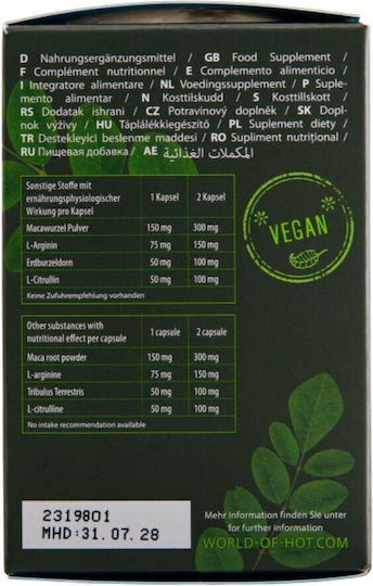 HOT Premium Moringa +maca Man Power 60 veg. caps