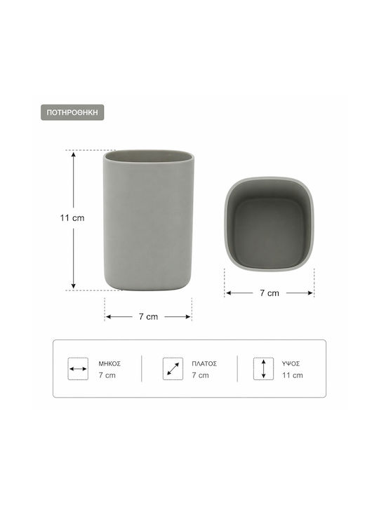 MRShome Bathroom Accessory Set Plastic Gray 3 Pieces