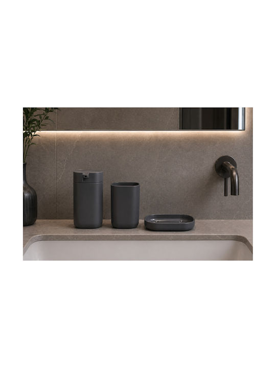 MRShome Bathroom Accessory Set Plastic Black 4 Pieces