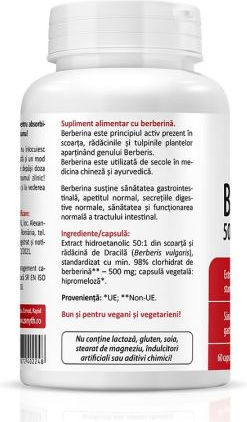 Zenyth Berberină + Oțet De Mere 500mg 2 x 60 Capsule