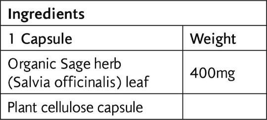 Viridian Organic Sage 400mg 30 Mützen