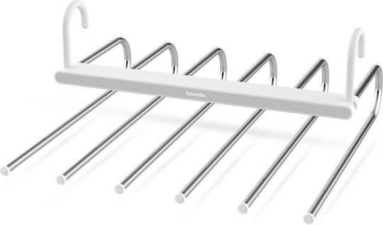 Wardrobe Hanger Foldable for Pants Metallic White Wardrobe Hanger Foldable for Pants Metallic White