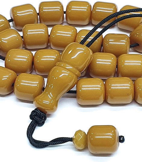Roloi Komboloi Worry Beads with 25 Beads Made of Mastic Length 30cm Yellow