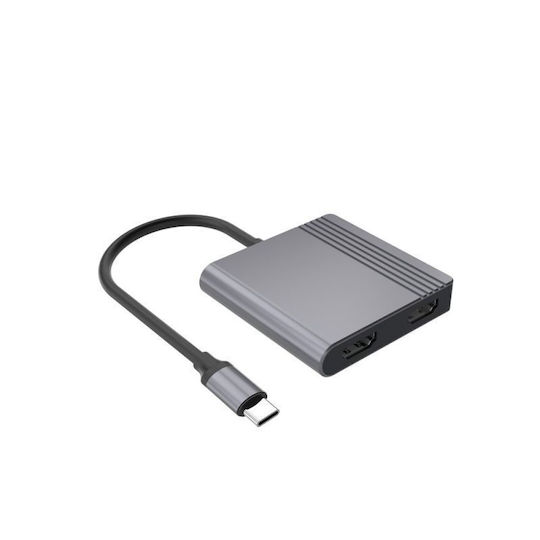Gembird USB-C Докинг Станция с HDMI PD Сива (A-CM-COMBO3-04)