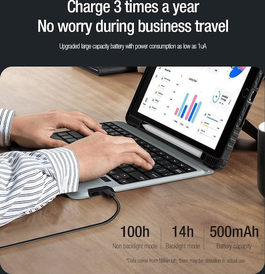 Nillkin Bumper Flip Cover Durable With Keyboard In English US Black (iPad 2019/2020/2021 10.2'')