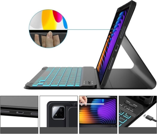 Tech-Protect Flip Cover cu Tastatură Violet (iPad 10.9'' 2022, iPad 11'' 2025)