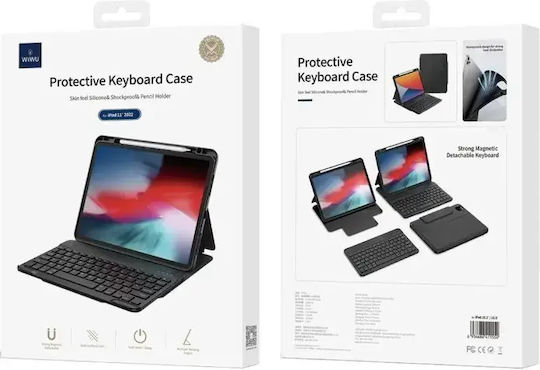 Wiwu Flip Cover με Πληκτρολόγιο στα Αγγλικά US Μαύρη (Universal 11")