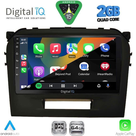Digital IQ Car Audio System for Suzuki Vitara 2016-2022 (Bluetooth/USB/WiFi/GPS/Apple CarPlay/Android Auto) with 9" Touch Screen