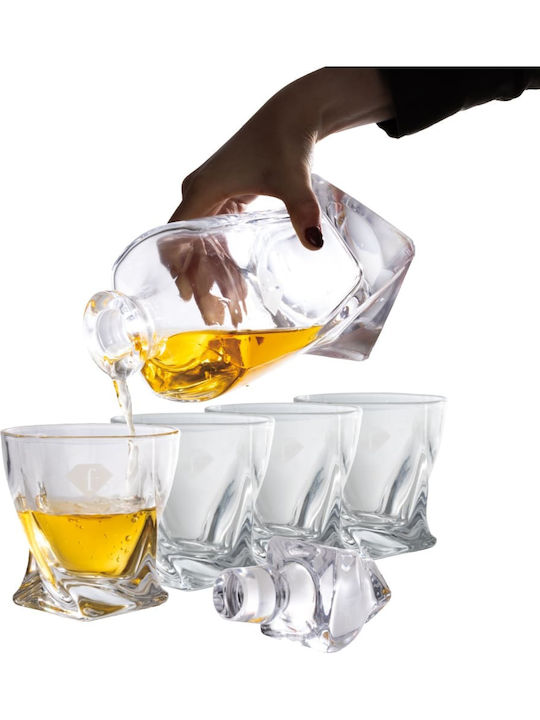 Berlinger Haus Glass Whiskey Serving Decanter with Stopper and Glasses 750ml