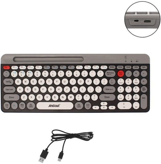 Andowl QK8066 Tastatură Wireless Bluetooth pentru Tabletă Engleză SUA Compatibilă cu Mac