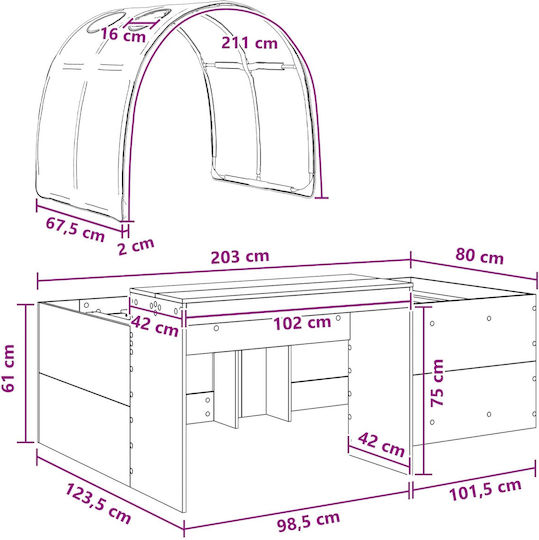 Kids Bed Single White for Mattress 80x200cm