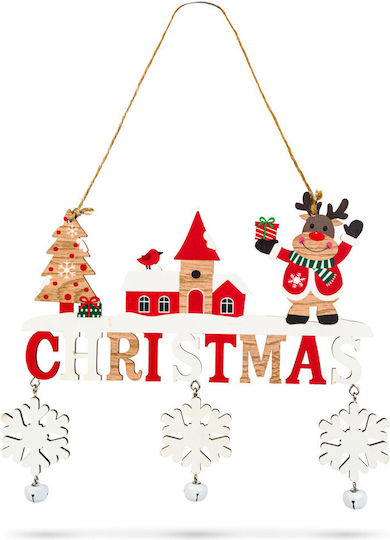 Decorațiune Din Lemn De Crăciun 23x20 Cm Clopoței Ren Om De Zăpadă Design