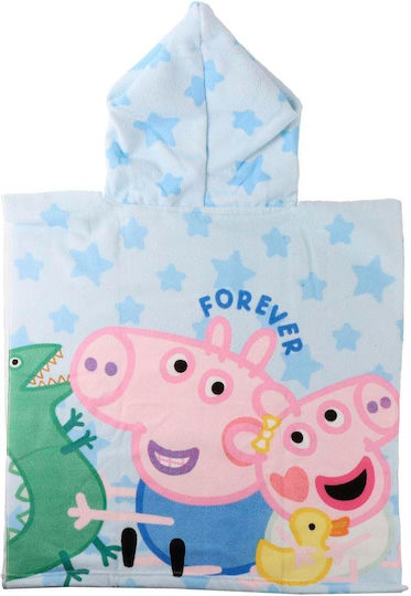 Πετσέτα Πόντσο Kουκούλα Peppa Pig 55cmx110cm-γαλάζιο