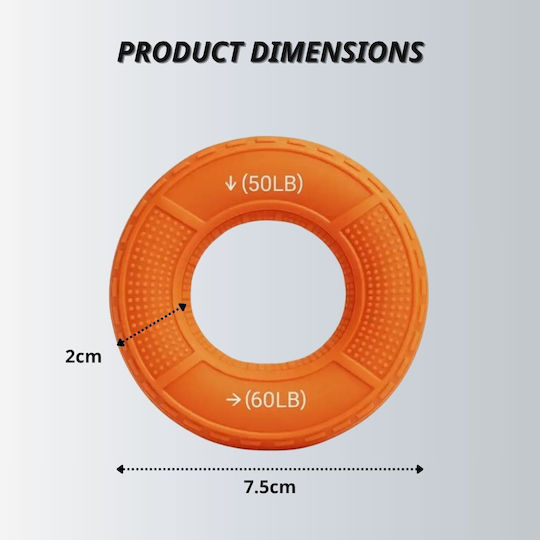 Uncle George Power Gripper Ring for Fingers and Hands Orange with Resistance up to 27kg