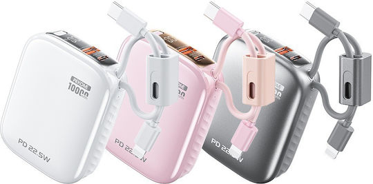WK F97 Power Bank 10000mAh 22.5W mit USB-A Ausgangsanschlüsse und USB-C Ausgangsanschlüsse Silber