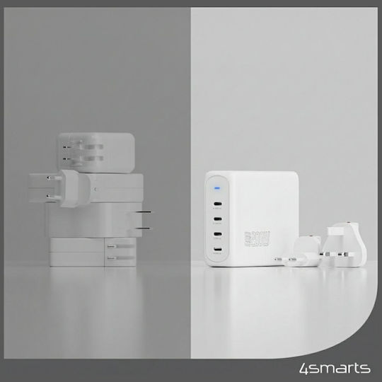 4Smarts Φορτιστής Χωρίς Καλώδιο GaN με 4 Θύρες USB-C 200W Λευκός (545200)