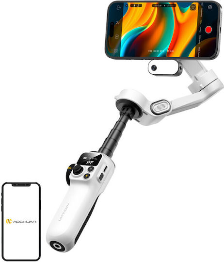 Handy-Gimbal mit 3-Achsen-Stabilisierung und 6 Stunden Batterielaufzeit Weiß