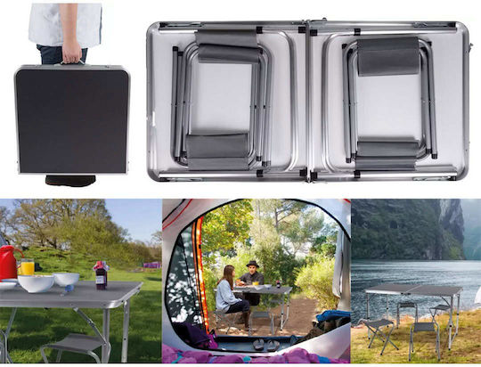 Verk Group Σετ Τραπεζιού Αλουμινίου για Camping Πτυσσόμενο σε Βαλιτσάκι