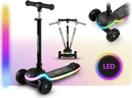Ricokids Patinetă Copii Pliabilă Leddi cu 3 Roți Neagră
