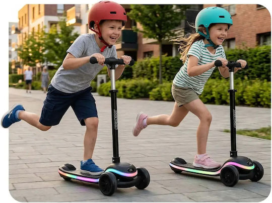 Ricokids Patinetă Copii Pliabilă Leddi cu 3 Roți Neagră