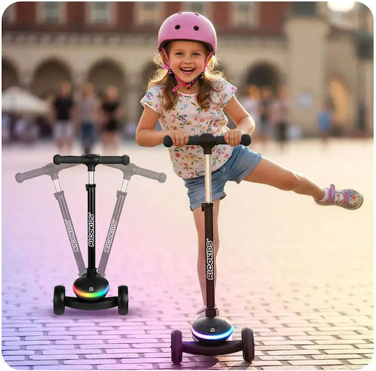 Ricokids Patinetă Copii Pliabilă Leddi cu 3 Roți Neagră