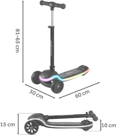 Ricokids Patinetă Copii Pliabilă Leddi cu 3 Roți Neagră