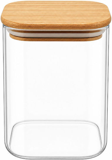 Glass Jar 0.4lt Wooden Lid Ankor Piece