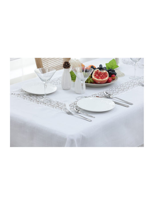 Liolios Home Linen Tablecloth with Embroidery Qz1600053 White 160x220cm