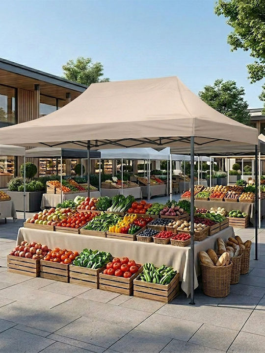 Megapap Foldable Garden Gazebo Bari Beige 3x4.5m
