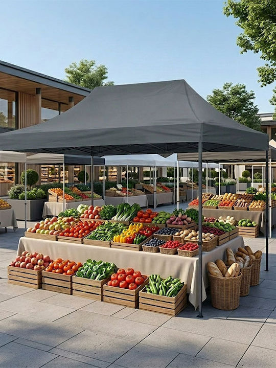 Megapap Zusammenklappbares Garten Gazebo Bari Grau 3x4.5m