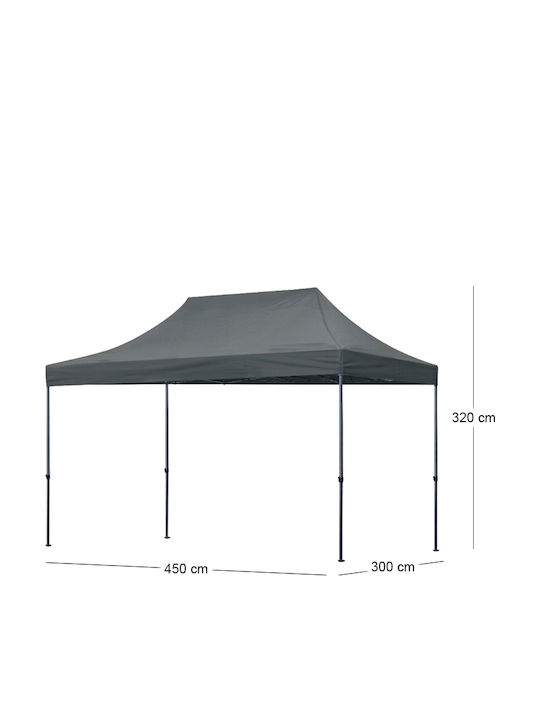 Megapap Zusammenklappbares Garten Gazebo Bari Grau 3x4.5m