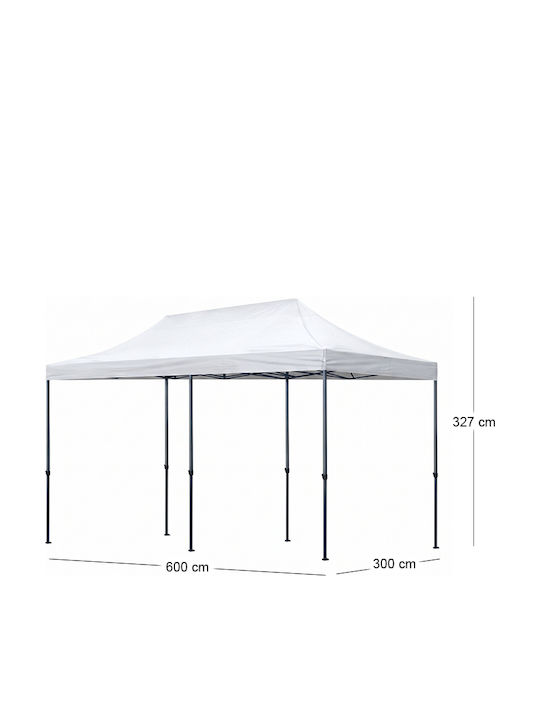 Megapap Zusammenklappbares Garten Gazebo Bari Weiß 3x6m
