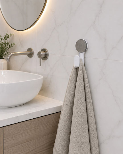 Άγκιστρο Abs Βεντούζα 6.5x4.5x12.5cm White Grey Knob Mrshome Mrshome Df-0082000