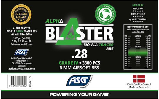 Soft Asg Alpha Blaster Bio Tracer Grüne 0,28gr/3300 Kugeln