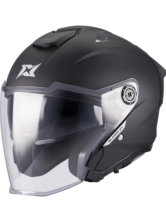 Axxis Blazer SV Black Matt Motorcycle Helmet Jet ECE 22.06 1550gr with Sunvisor